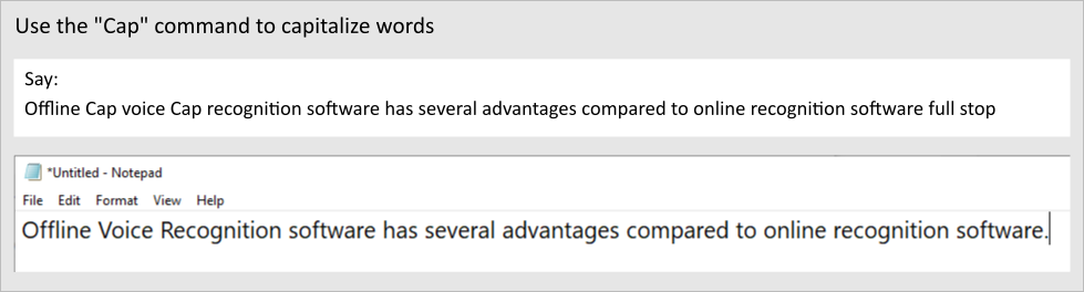 Use the Cap command to capitalize words